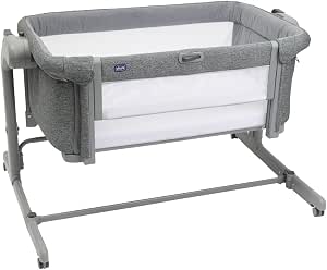 Chicco Next2Me Magic Evo, Co-Sleeping Cot, with Swing Mode, Open Rail, 11 Height Levels, Adjustable Height, 4 Wheels, Mattress and Travel Bag, Dark Grey - Image 1