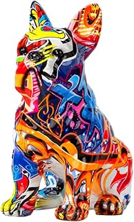 French Bulldog Statue, Graffiti Bulldog, Multi-coloured Dog Sculpture, Bulldog Statues And Figurines, Bulldog Decorations for Home/Office/Living Room (A) - Image 1