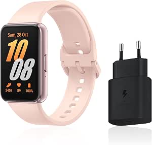 Samsung Galaxy Fit3, Smart Bracelet, Fast Mains Charger Included, 1.6" Screen, SMS and Call Notifications, Sports & Wellness Features, IP68, Long Life Battery, Pink, FR Version - Image 1