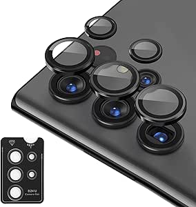 Samsung Galaxy S24 Ultra Camera Film, Scratch-Resistant HD Tempered Glass + Camera Lens Protection on Aluminium Edges, Easy to Install Tray 1 Set (Black) - Image 1