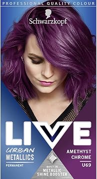 Schwarzkopf LIVE Urban Metallics Permanent Permanent Hair Color with Coconut Oil for Shiny Hair - Amethyst Chrome U69 - Image 1