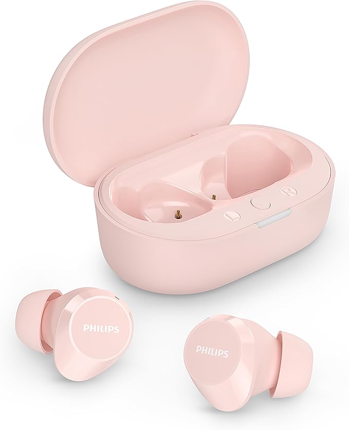 Philips TAT1209PK True Wireless in Ear Bluetooth Headphones - Small Buds. Great Value Natural Sound. Dynamic Bass, Pocket-Sized Charging Case, Clear Calls - Pink - Image 1