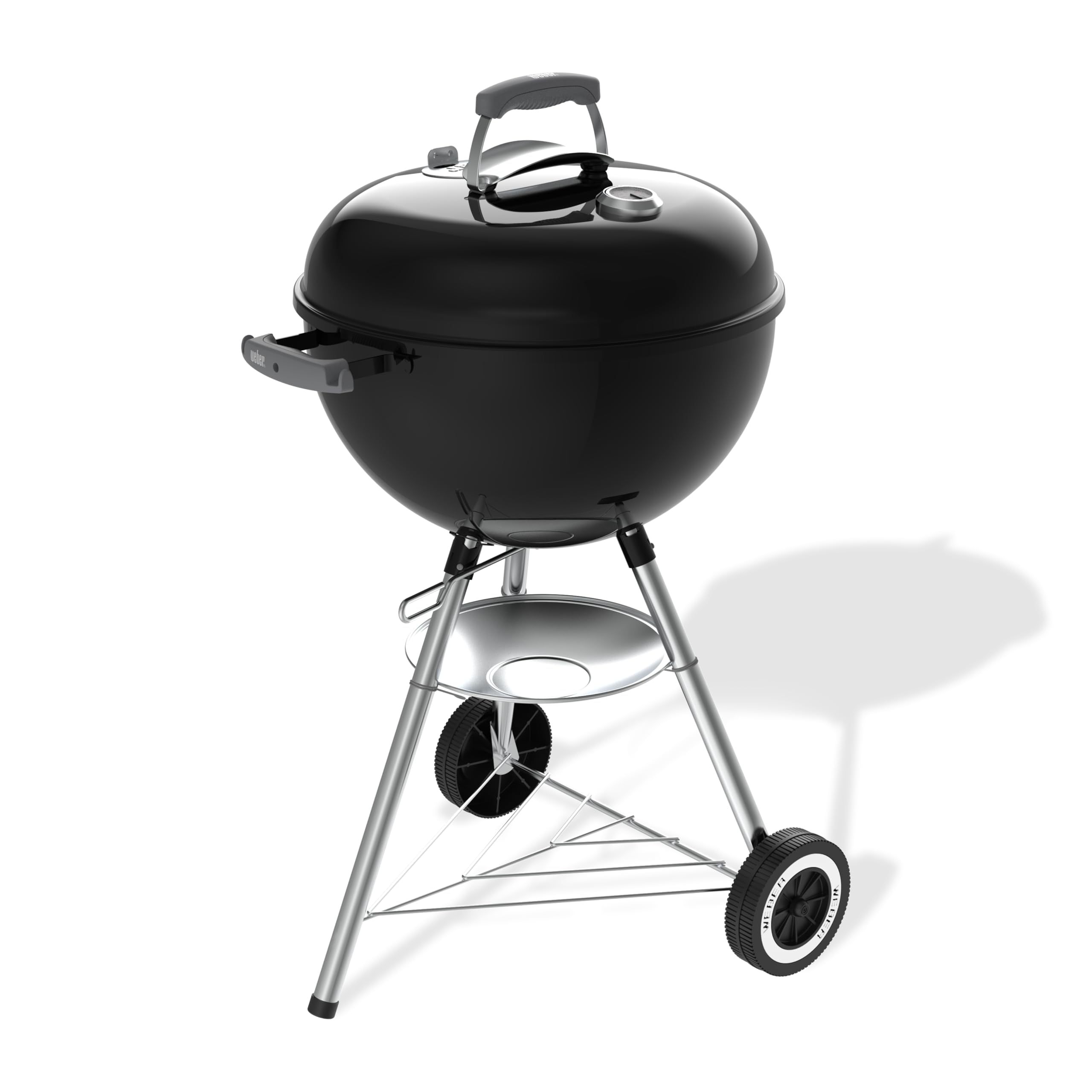 Weber Original Kettle Charcoal Barbecue Kettle with Enamelled Steel Lid and Bowl 47 cm Grill, One-Touch Cleaning System, Built-in Thermometer, Tripod with Wheels, Black - Image 1