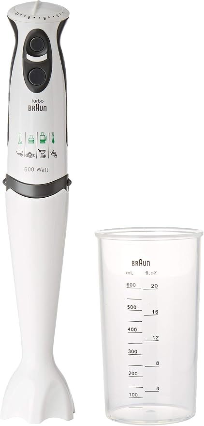 Theo Klein Braun 9624 Hand Blender with Measuring Glass - Realistic Sound, Blade Rotation (Dummy) and Removable Stand - Dimensions: 7 x 5 x 25 cm - For Children from 3 Years - Image 1