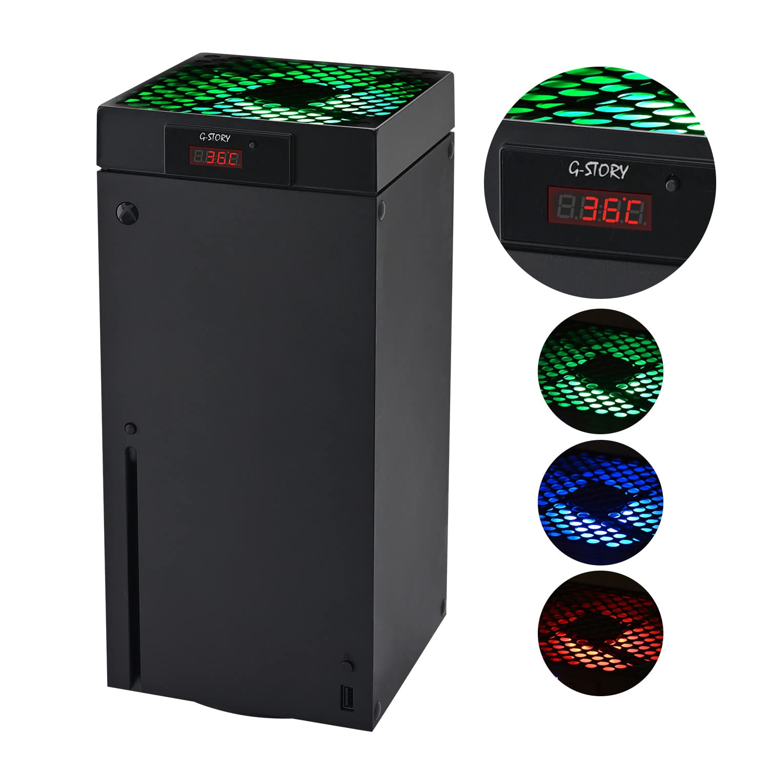 G-STORY Ventilateur pour Xbox Series X, ventilateur de refroidissement avec vitesse automatique réglable par température, affichage LED,3 vitesses 1500/1750/2000RPM (140MM)(Noir) - Image 1