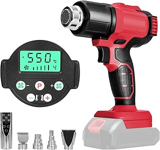 Pistolet thermique sans fil pour Milwaukee 18 V batterie, pistolet à air chaud avec 5 buses, 2 réglages de température max 550 °C pour tube rétractable, emballage vinyle, artisanat - Image 1