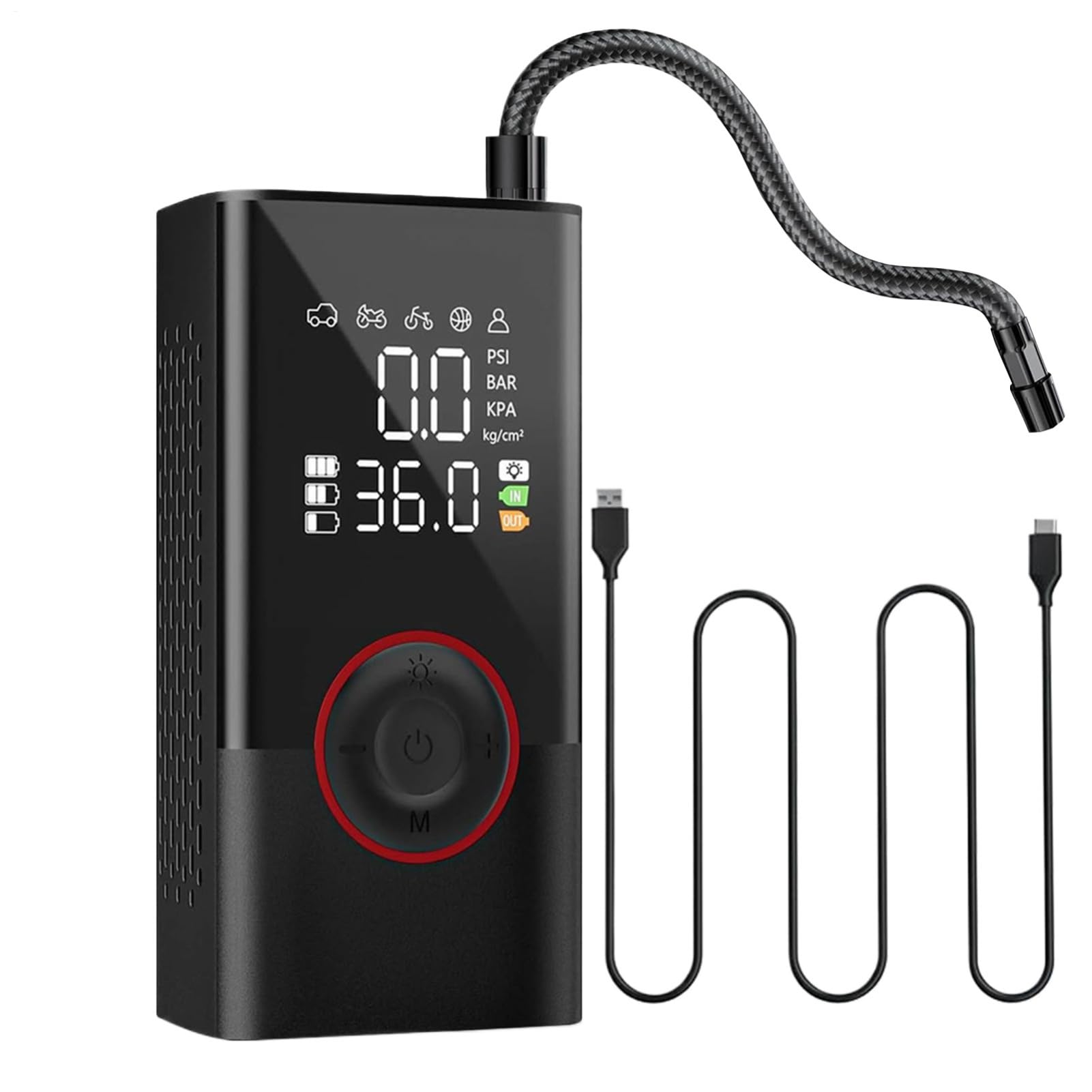 Gonfleur de pneu de voiture, compresseur électrique de gonflage rapide de 150 psi, 5 modes, affichage numérique, pompe à air portable, pour automobile, camion, vélo, intérieur, garage, sous-sol - Image 1
