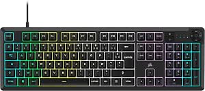 Corsair K55 Core RGB Wired Membrane Gaming Keyboard - Responsive Switches - Splash Resistant - Ten-Zone RGB - Multimedia Keys - iCUE Compatible - AZERTY FR - PC, Mac - Black - Image 1