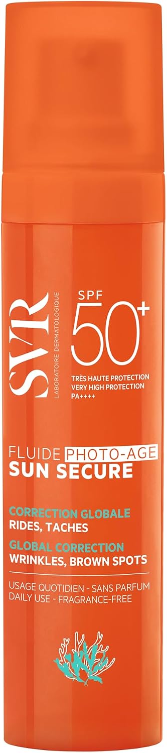 SVR - Sun Secure Fluide Photo-Age SPF50+ - Fluide solaire anti-âge invisible – Très haute protection UVA, UVB, infrarouge & lumière visible – Peaux sensibles – Niacinamide, Vitamine E – 40 ml - Image 1