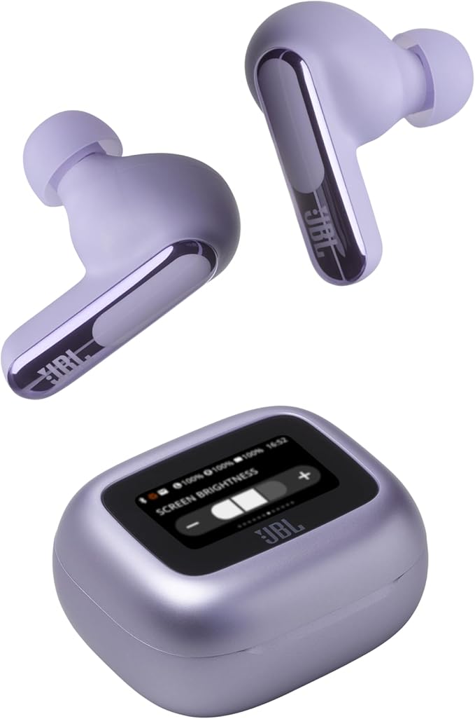 JBL Live Beam 3 Wireless Earbuds, Bluetooth, Up to 48 Hours of Battery Life, Active Noise Reduction, JBL Signature High Fidelity Sound, IP55 Waterproof, Purple - Image 1