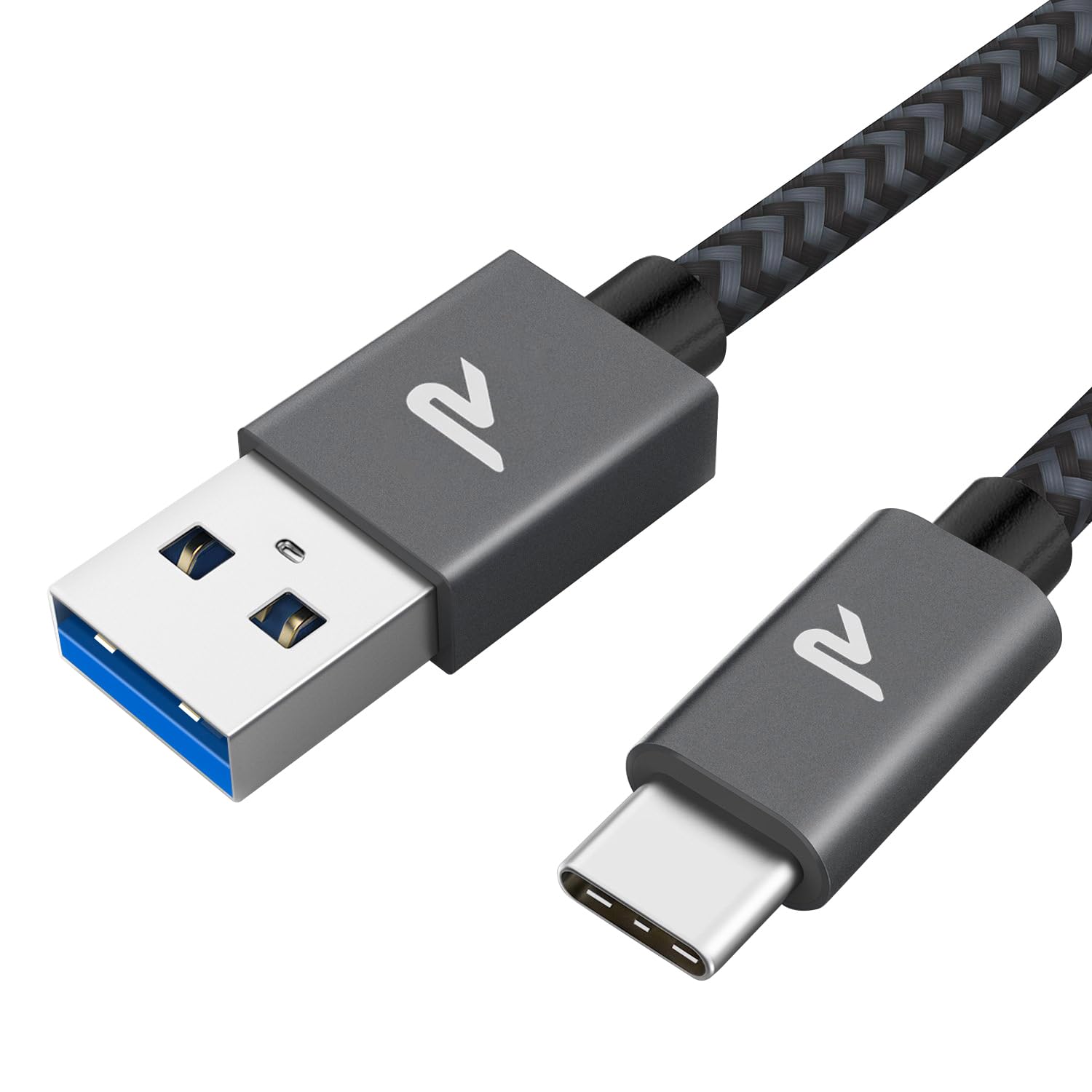 RAMPOW USB C Cable, Quick Charge 3A USB3.0&QC3.0, USB C Charger Cable Nylon Braided Compatible with iPhone 17 Pro Max Air 16/15, SamsungS22/S21/S20/S10, Xiaomi, Sony Grey/1 m - Image 1