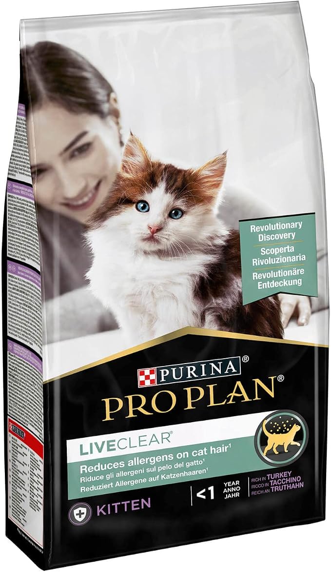 Purina Pro Plan LiveClear Kitten Junior Cat Dry Puppy, Rich in Turkey, 1.4 kg Bag - Image 1