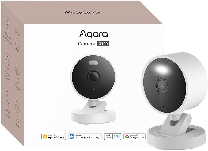 Aqara G100 2K HomeKit Secure Video 2.4Ghz WiFi Indoor Outdoor Camera Color Night Vision Projector AI Detection Wi-Fi 6 Waterproof IP65 Alexa Google Home White - Image 1