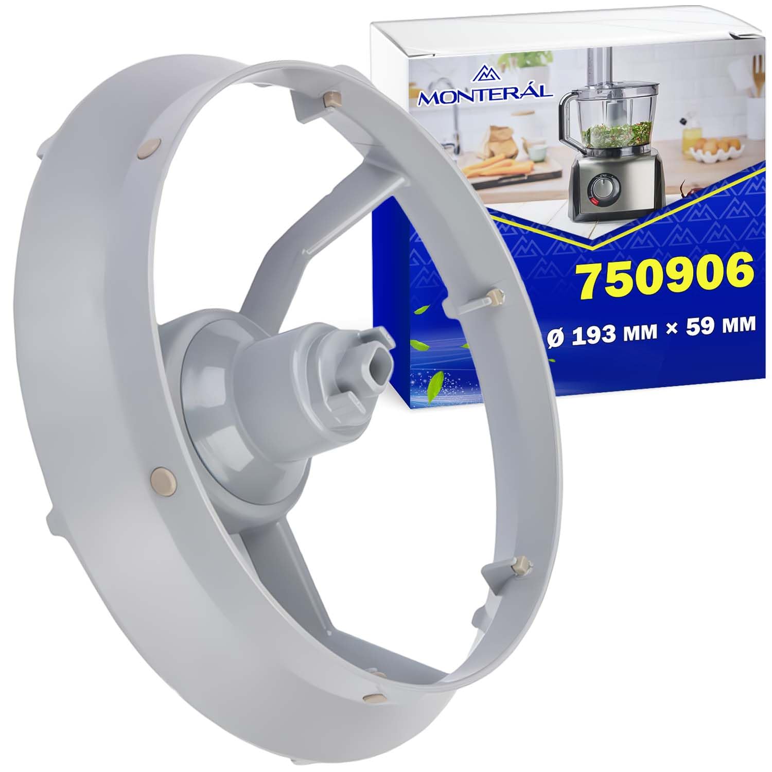 MONTERAL Disc holder for food processor with dimensions Ø 193 mm x 59 mm with original code 750906 00750906 for Bosch for Balay for Siemens for Constructa for Neff - 10 year warranty - Image 1