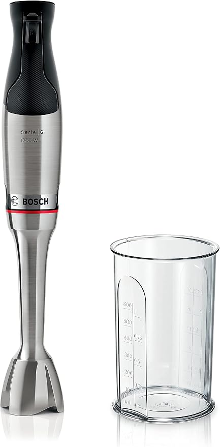Bosch, Hand Blender, ErgoMaster Series 6, 1200 Watt Air-Cooled Motor, Dynamic Speed Control, QuattroBlade Pro Knife, Accessories Included, MSM6M810 - Image 1