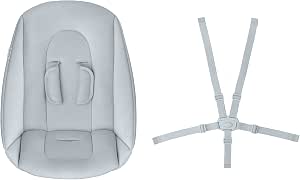 Maxi-Cosi Newborn Nesta Kit Accessories for New Born High Chair Wood Nesta with 5-Point Reducer and Harness, From Birth to 6 Months Approx. Up to 9 kg, Beyond Sky Grey - Image 1