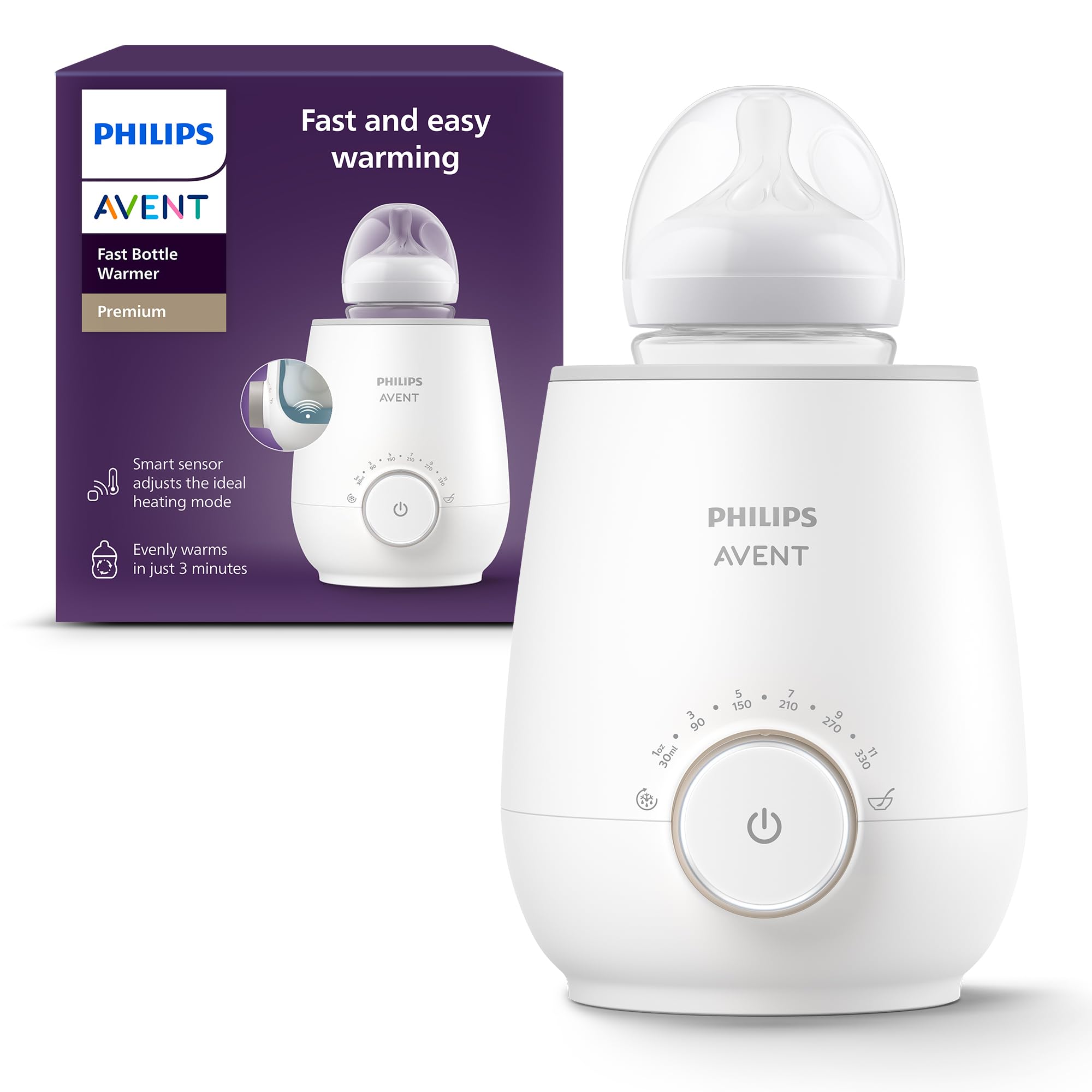 Philips Avent Premium Quick Bottle Warmer with Intelligent Temperature Control, Water Bath Technology, Automatic Shut-off, Model SCF358/00 - Image 1