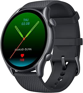 Amazfit GTR 3 Pro, 46 mm, Men's Smart Watch with Alexa, AMOLED, SpO2,150+ Sports Modes, GPS, Bluetooth Calls, Music Storage, 12 Days Battery Life, French Version (Black) - Image 1