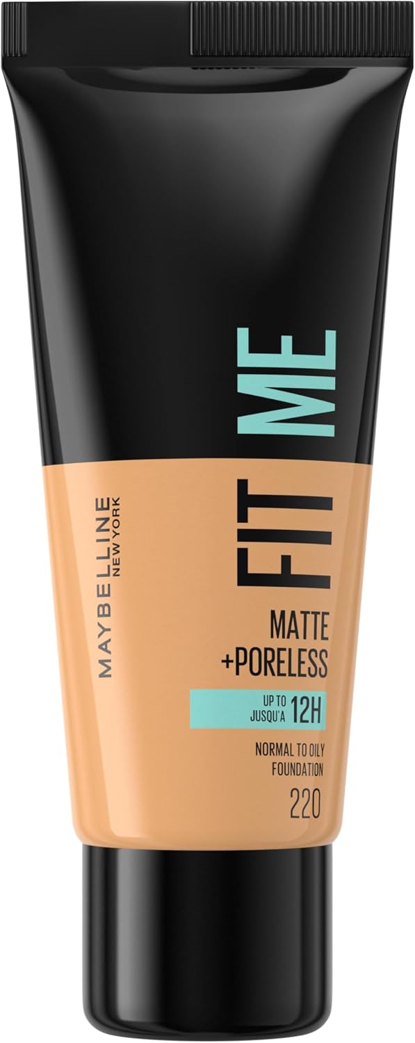 Maybelline New York Fit Me Fluid Foundation Matte & Poreless Normal to Oily Skin Tone 220 Natural Beige 30 ml - Image 1