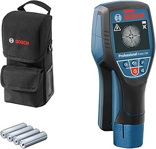 Bosch Professional Scanner Mural D-tect 120 (tuyaux en Plastique/Montants en Bois/Fils électriques sous Tension/métaux ferreux/métaux Non ferreux : 60/38/60/120/120 mm; Housse de Protection) - Image 1