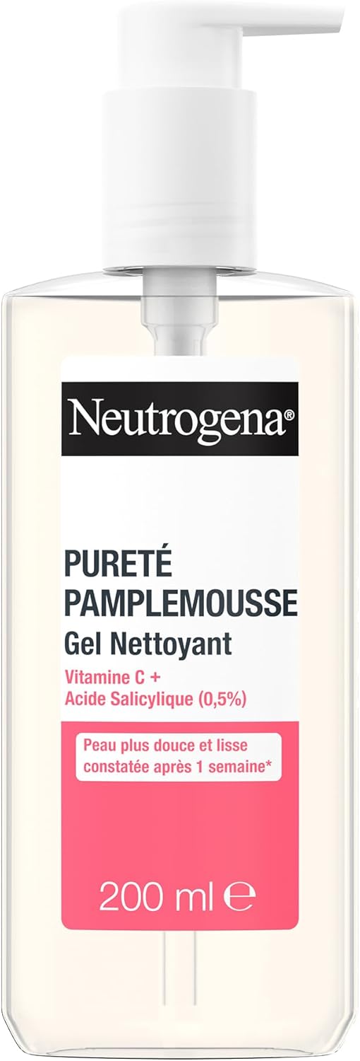 Neutrogena – Gel Nettoyant Pureté Pamplemousse (tube de 200 ml) – Nettoyant visage à la vitamine C et acide salicylique (0,5%) – Peau plus douce et lisse constatée après 1 semaine* - Image 1