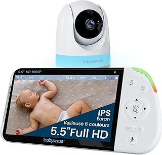 Full HD split screen baby monitor - With 1 camera - Night light in 6 colours - Noise and light projector - 20-hour battery - Secure connection without WiFi - Image 1