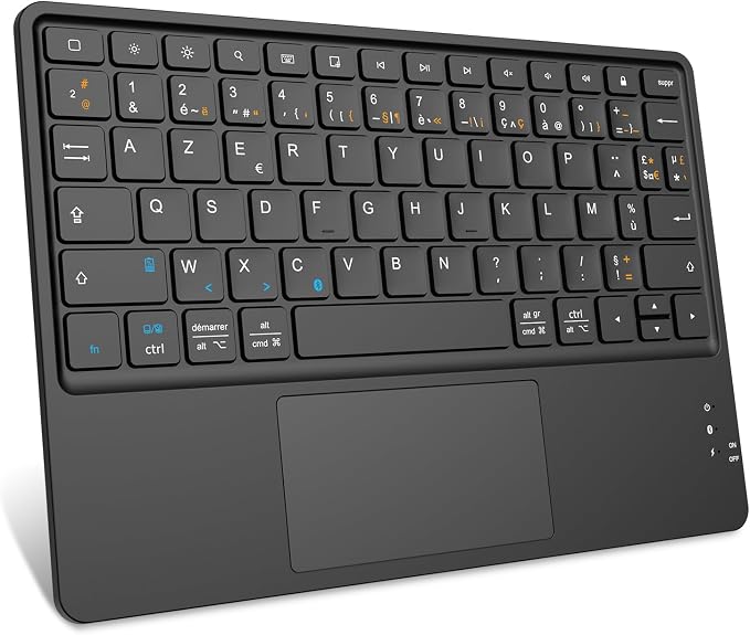 FINTIE Wireless Keyboard 10 Inches – [Touchpad] Lightweight Ultra-Thin French AZERTY Bluetooth Keyboard for iPad, Android Samsung Tablet, Xiaomi/Redmi Pad, Huawei etc. Black - Image 1