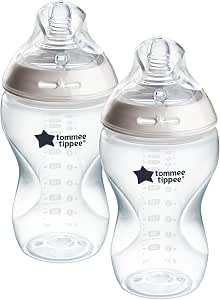 Tommee Tippee Natural Start Anti-Colic Bottles, 340 ml, Pack of 2, Breast Shape Dummy for Natural Grip - Image 1