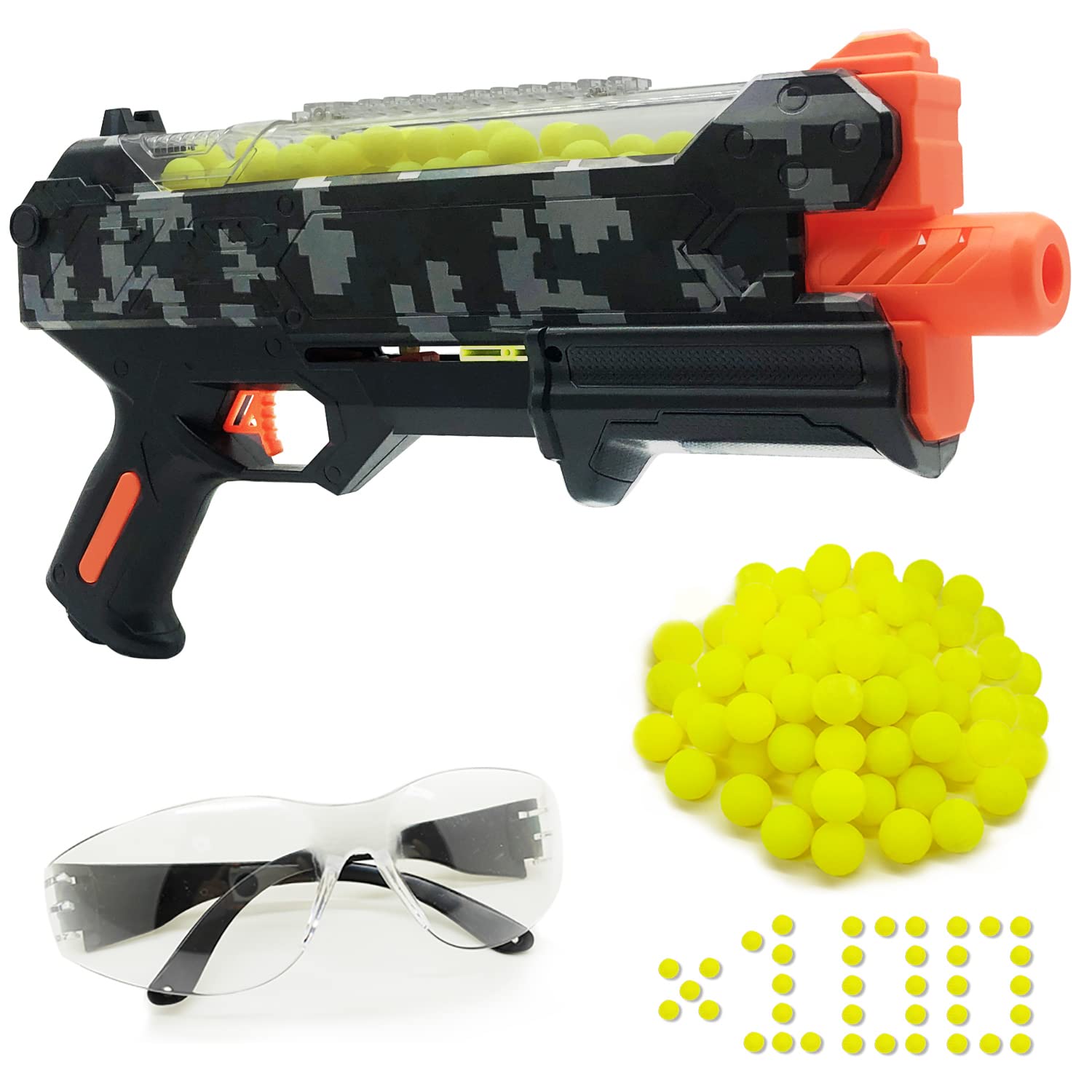 Blaster Gun with Protective Glasses and 100 Cartridges Compatible with Nerf Hyper Rounds Darts, Easy Refill, Holds Up to 50 Cartridges - Image 1