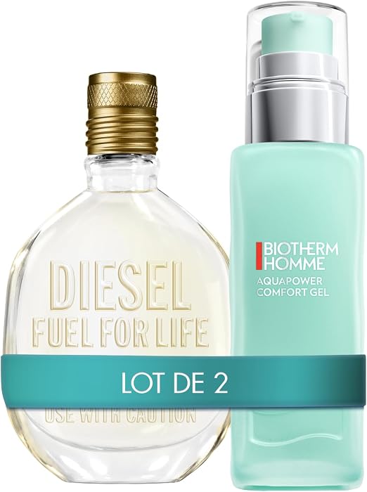Diesel Fuel for Life Eau de Toilette Spray for Men, 50 ml + Biotherm Men, Aquapower Comfort Gel for Dry Skin, Moisturising Face Gel for Men, 75 ml - Image 1