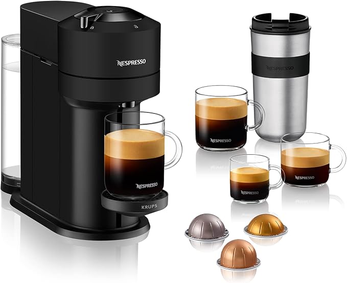 Nespresso Vertuo Next XN910N Coffee Capsule Maker Espresso Machine KRUPS 5 Different Sizes Centrifusion Technology, 30S Heating, WiFi, Bluetooth, Matte Black - Image 1