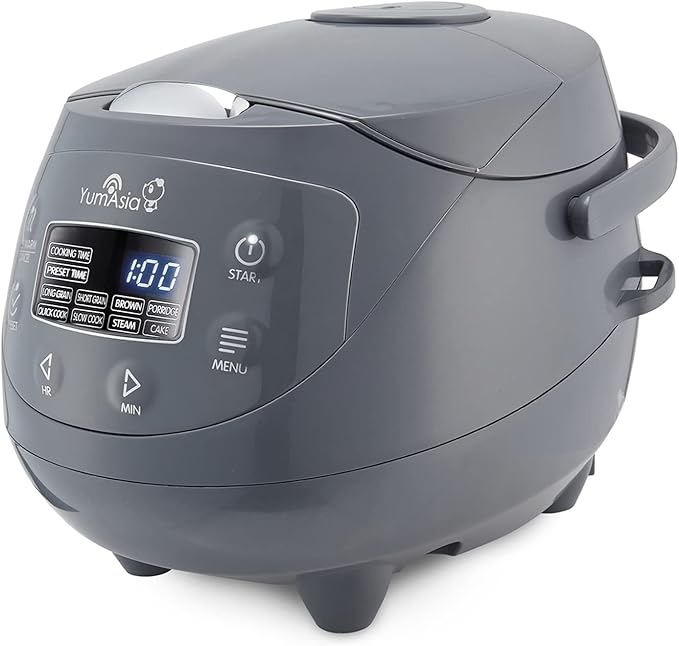 Yum Asia Panda Mini Rice Cooker with Ninja Ceramic Bowl and Advanced Fuzzy Logic (3.5 Cups, 0.63 Litre) 4 Rice Cooking Functions, 4 Multicooker Functions, 220-240V (Cobalt Grey) - Image 1