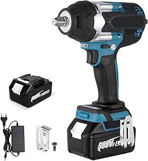 1800N.M Wireless Impact Wrench 1/2 Inch Impact Nutrunner Compatible with Makita 18 V, Multifunctional Impact Wrench with LED Light, with 1 Battery, 7200 RPM, 5 Speed, for Car and Home (Blue) - Image 1