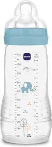 MAM Easy Active Baby Bottle, Easy-to-Grip Ergonomic Bottle, Large Learning Bottle, MAM No. 3 Silicone Teat and Leak-Proof Lid, 4+ Months, Blue, 330 ml - Image 1