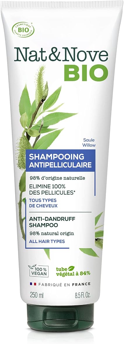 Nat&Nove Bio Anti-Dandruff Shampoo with Organic Willow Extract and Phyto-Ingredients - Removes 100% Dandruff - Normal Hair - Tube 250 ml - Image 1