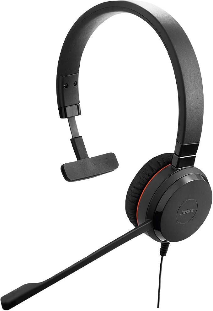 Jabra Evolve 30 MS Mono Headset - Microsoft Certified Headset for VoIP Softphone with Passive Noise Cancellation - USB Cable with Controller - Black - Image 1