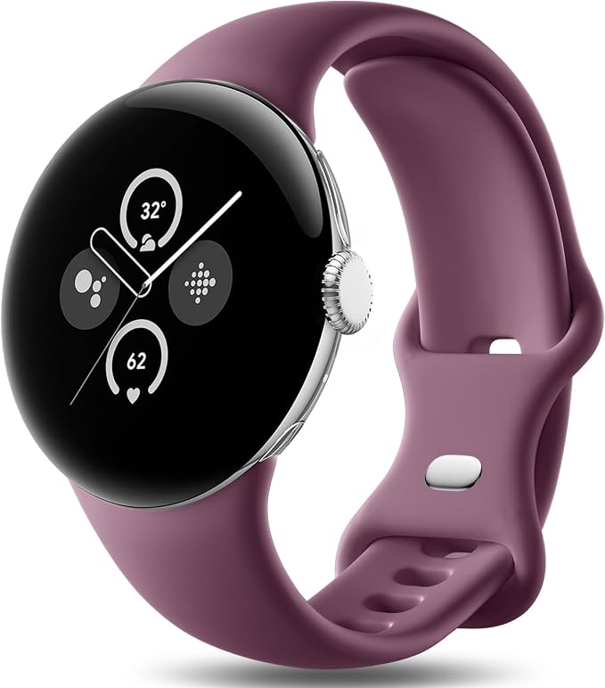 Easuny Strap Compatible with Google Pixel Watch 2 Bracelet/Google Pixel Watch Bracelet, Soft Silicone Sport Strap for Google Pixel Watch/Pixel Watch 2 for Women Men, Small Smoke Purple - Image 1