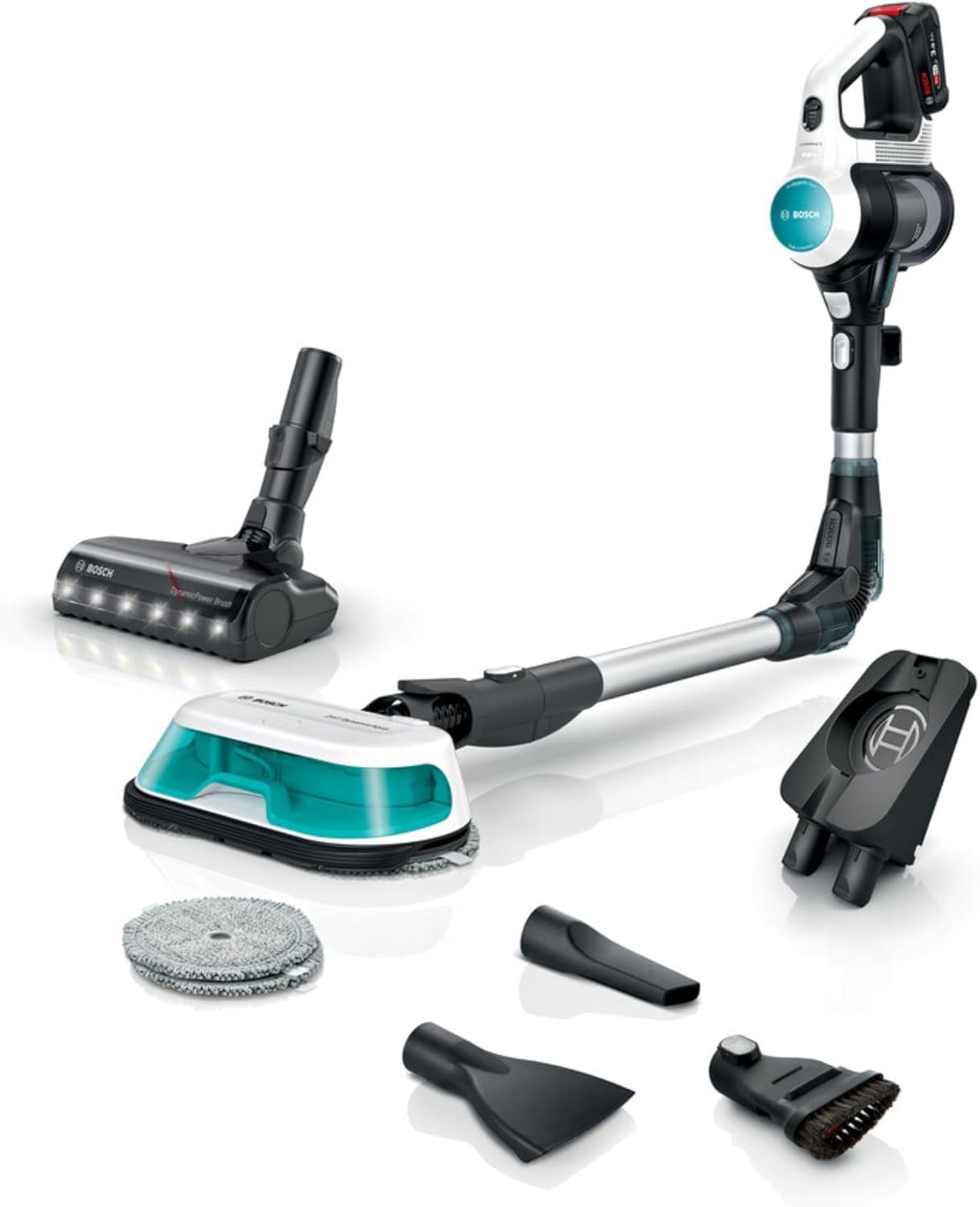 Bosch, 2 in 1 Cordless Vacuum Cleaner, Unlimited 7 ProHygiene, Aqua Brush 2 in 1, Motorized Brush AllFloor DynamicPower, White, BCS71HYG2 - Image 1