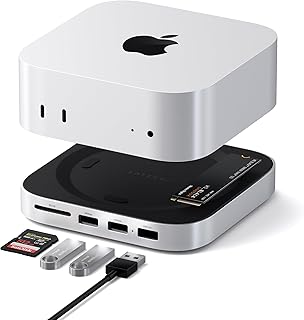 SATECHI Hub Mac Mini M4 & Support avec Boîtier SSD NVMe en Aluminium, Dock Mac Mini M4 avec 2X USB-A 10 Gbps, 1x USB-A 480 Mbps, Lecteur SD et Ventilation Améliorée pour Mac Mini M4 et Pro - Image 1
