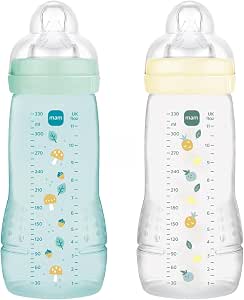 MAM | Easy Active 6+ Month Bottle Ice + Pearl (Pack of 2 x 330 ml) - With Silicone Teat X-Flow Ultra-Fast Speed - Baby Airtight Seal - Image 1