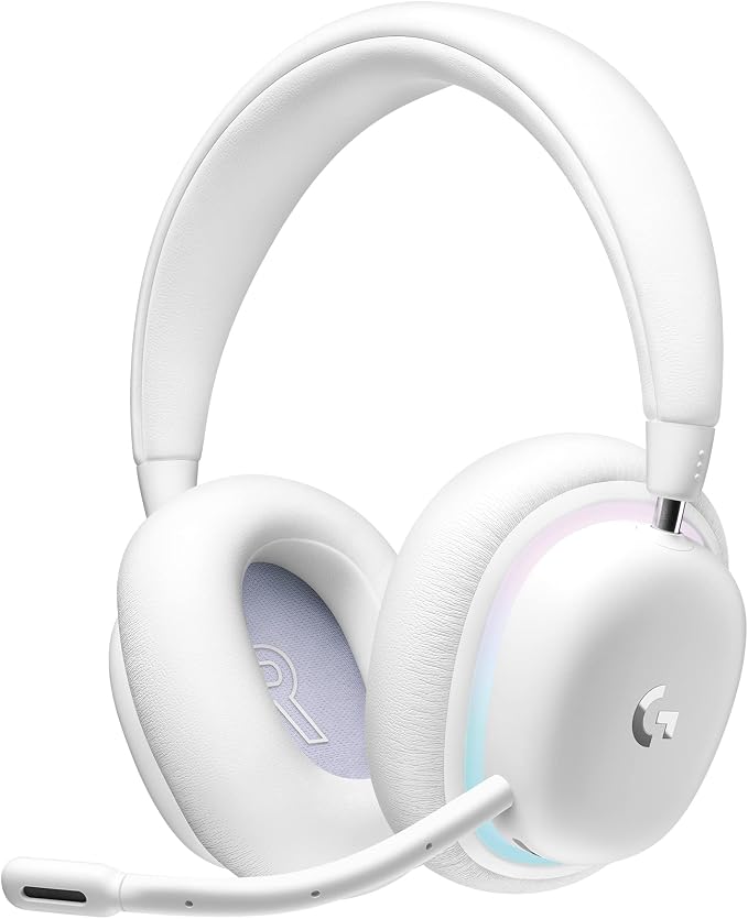 Logitech G G735 Wireless Gamer Headset, LIGHTSYNC RGB Lighting Customizable, LightSpeed, Bluetooth, 3.5 MM Aux, Compatible with PC, Mobile Devices, Detachable Mic - White - Image 1