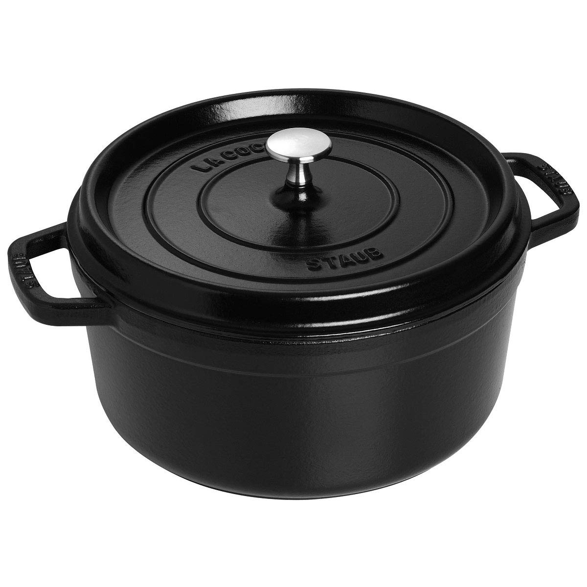 STAUB Enamelled Cast Iron Casserole Dish with Lid, Suitable for All Heat Sources Including Induction, 4 People, 24 cm, 3.80 L, 5 kg, Matte Black - Image 1