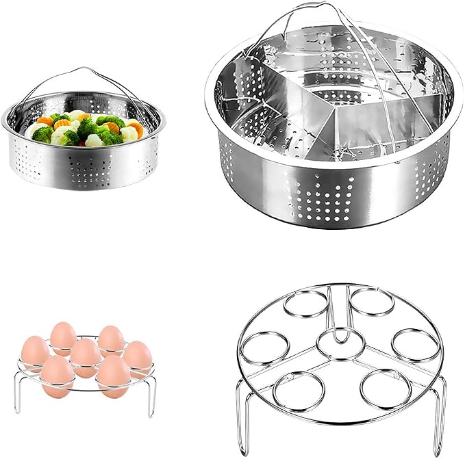 CestMall 3Pcs/Lot Stainless Steel Steamer Basket Set Instant Pot Steamer Basket/Egg Rack Steamer Rack Accessories Steamer Steamer Rack Set Kitchen Catering Accessories - Image 1