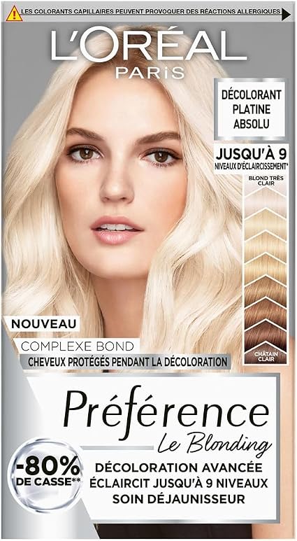 L'ORÉAL PARIS - Absolute Platinum Blonde Bleaching Kit - Protective Bond Complex - Less Brittle Hair - Deyellowing Care - Enriched with Citric Acid & Glycine - Blonding Preference - Image 1