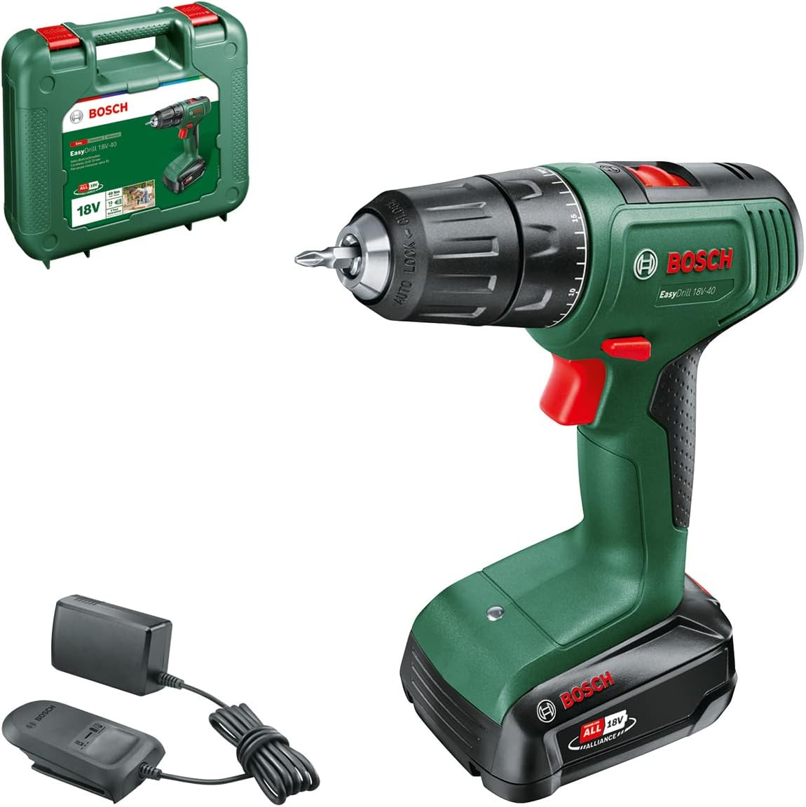 Perceuse-Visseuse sans fil Bosch EasyDrill 18V-40 (1 Batterie 2,0 Ah, Système 18 V, dans Coffret de Transport) - Image 1