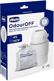 Odour Proof Bags, Odour Proof Nappy Bin Bags, Telescopic Bin, Sturdy Material Three Layers, Retains Bad Odours, 45 Bags, 15x3 - Image 1