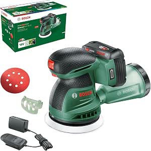 Bosch UniversalOrbit 18V-20 Cordless Orbital Sander Set (sanding medium and large wooden surfaces or varnished or painted surfaces; diameter: 125 mm; 2.0 Ah battery and charger) - Image 1