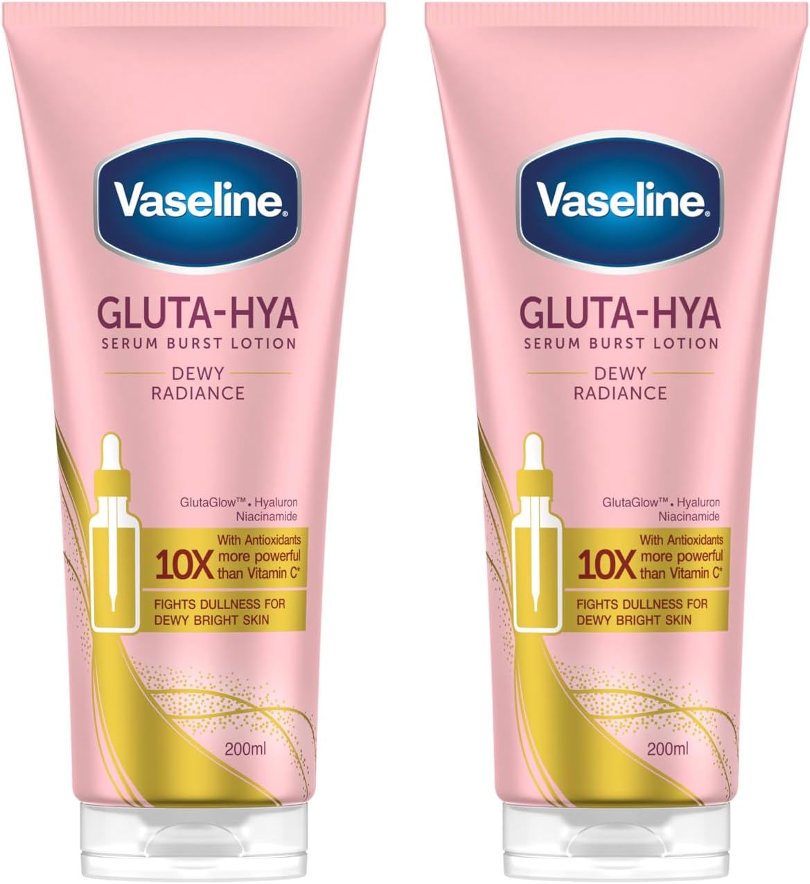 Vaseline Gluta-Hya Dewy Radiance Serum Burst Lotion - Hydrating Body Lotion with Hyaluronic Acid and Glutathione - Antioxidant-Rich Care for Radiant Skin - 2×200ml - Image 1