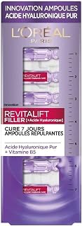 L'Oréal Paris Revitalift Filler 7 x 1 ml Anti-Wrinkle Plumping Ampoules with Pure Hyaluronic Acid 7 Day Anti-Aging Cure Intense Hydration for All Skin Types - Image 1
