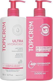 Topicrem - Ultra Hydratant Lait Corps - Hydrate 48h, Relipide, Protège la Peau - Texture Onctueuse, Odeur Délicate - Crème Hydratante pour Peaux Sensibles - Fabrication Française - 2x500 ml - Image 1